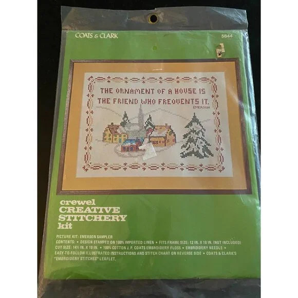 Vintage Coats & Clarks 5844 Crewel Cross Stitchery Kit Ornament Friend Emerson - Picture 1 of 6